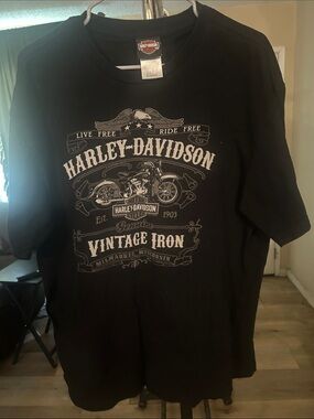 Harley-Davidson Black Vintage Iron Graphic Short Sleeve Tee